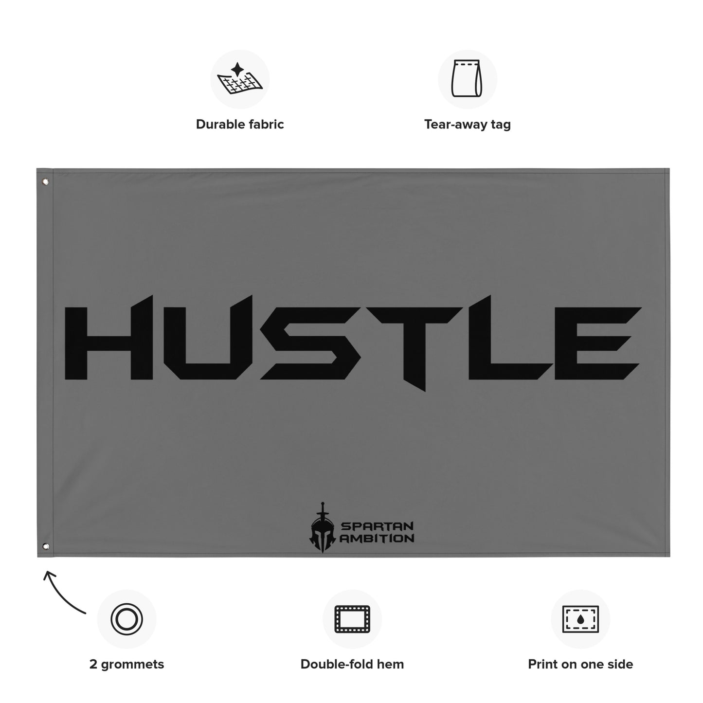 Hustle Flag Grey
