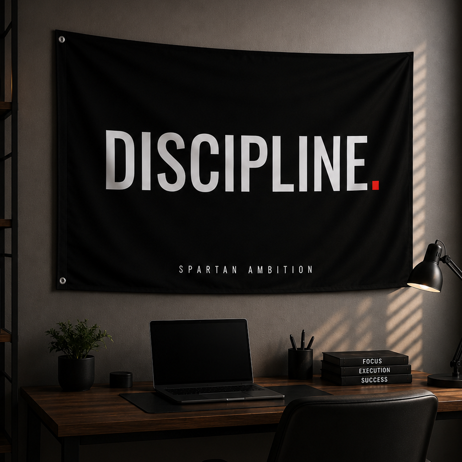 Discipline Wall Flag – Elite Warrior Mindset Banner