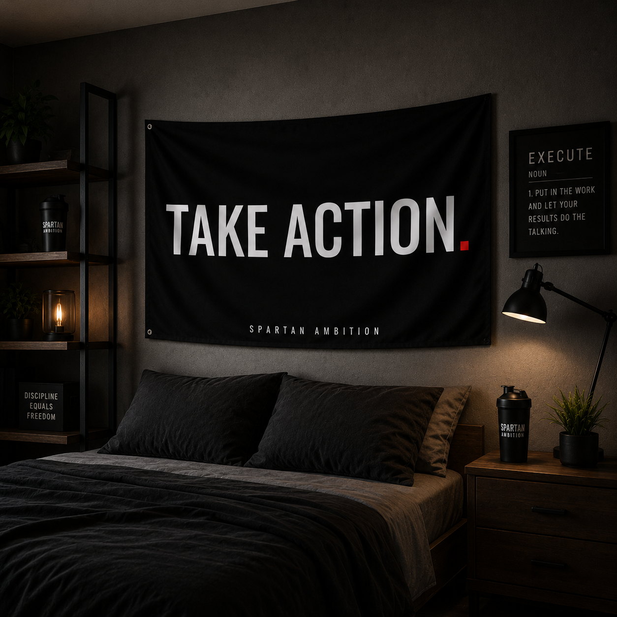 Take Action Motivation Wall Flag – Gym & Mindset Banner