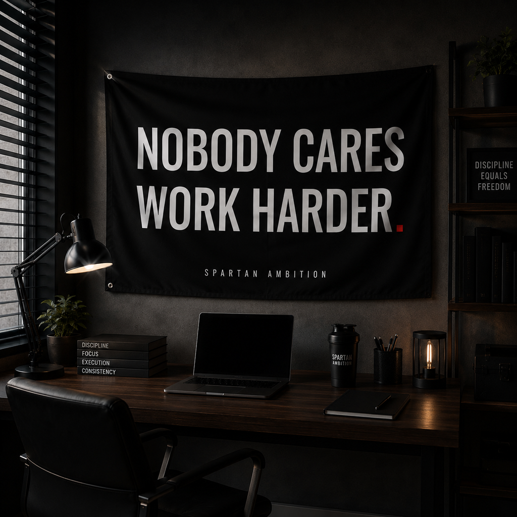 Nobody Cares Work Harder Flag – Motivational Wall Flag for Gym, Garage & Room Decor