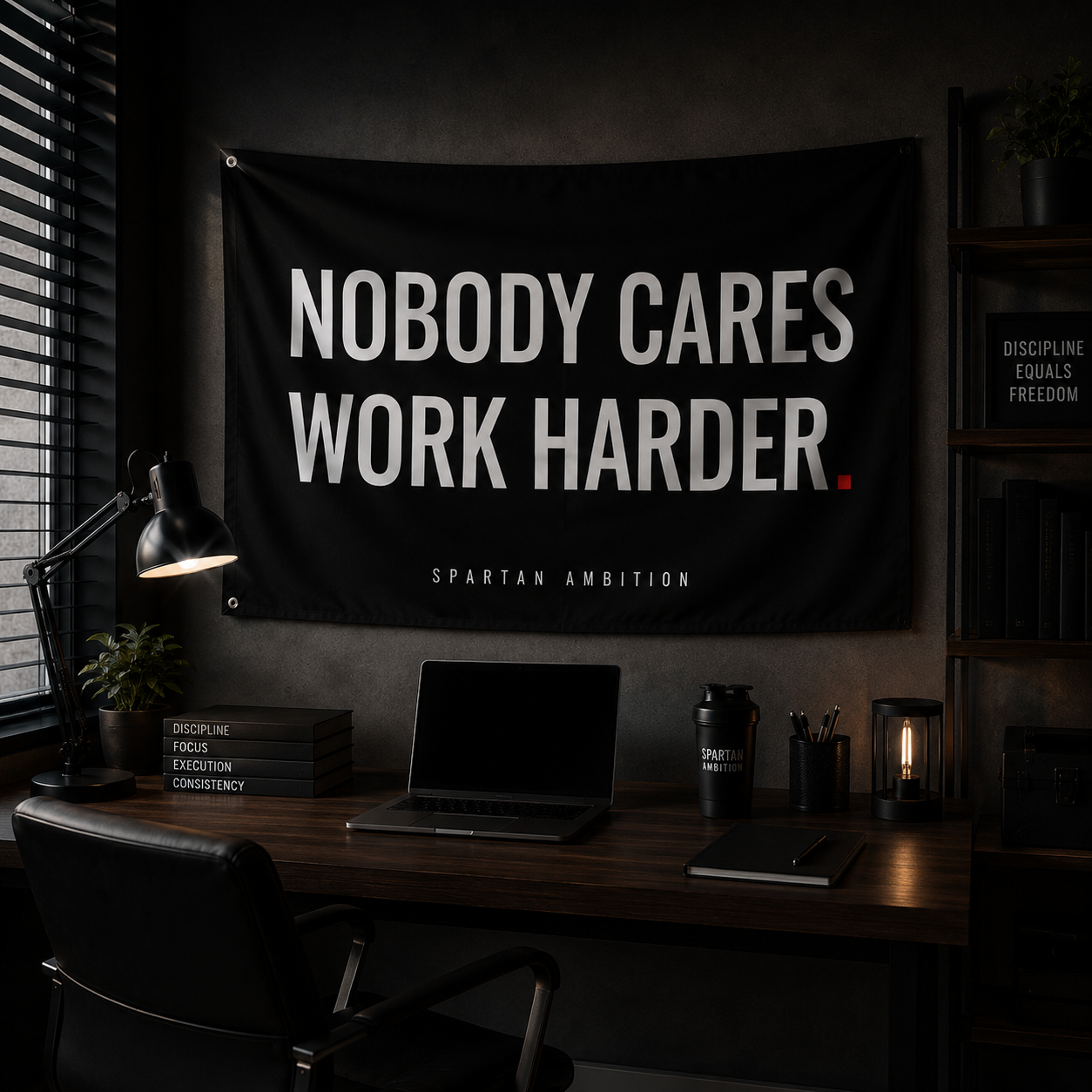 Nobody Cares Work Harder Flag – Motivational Wall Flag for Gym, Garage & Room Decor