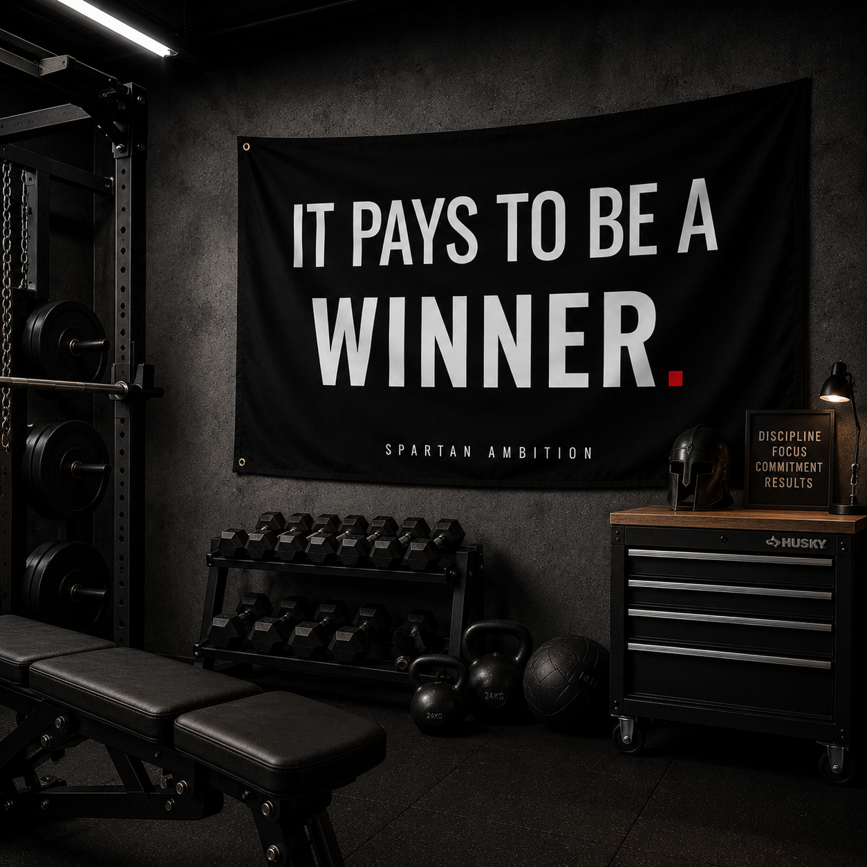 It Pays To Be A Winner Flag – Motivational Gym Wall Flag & Masculine Room Decor