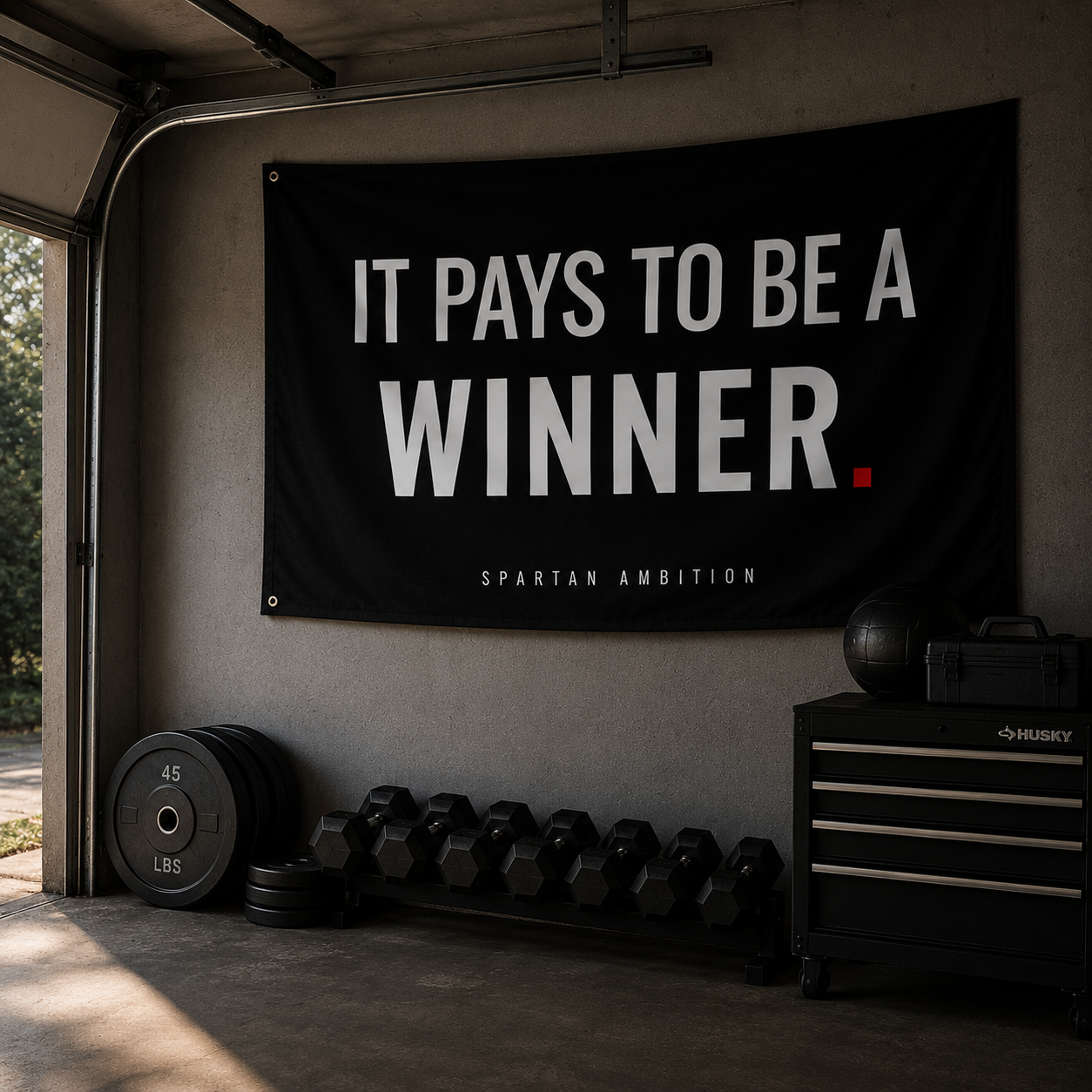 It Pays To Be A Winner Flag – Motivational Gym Wall Flag & Masculine Room Decor