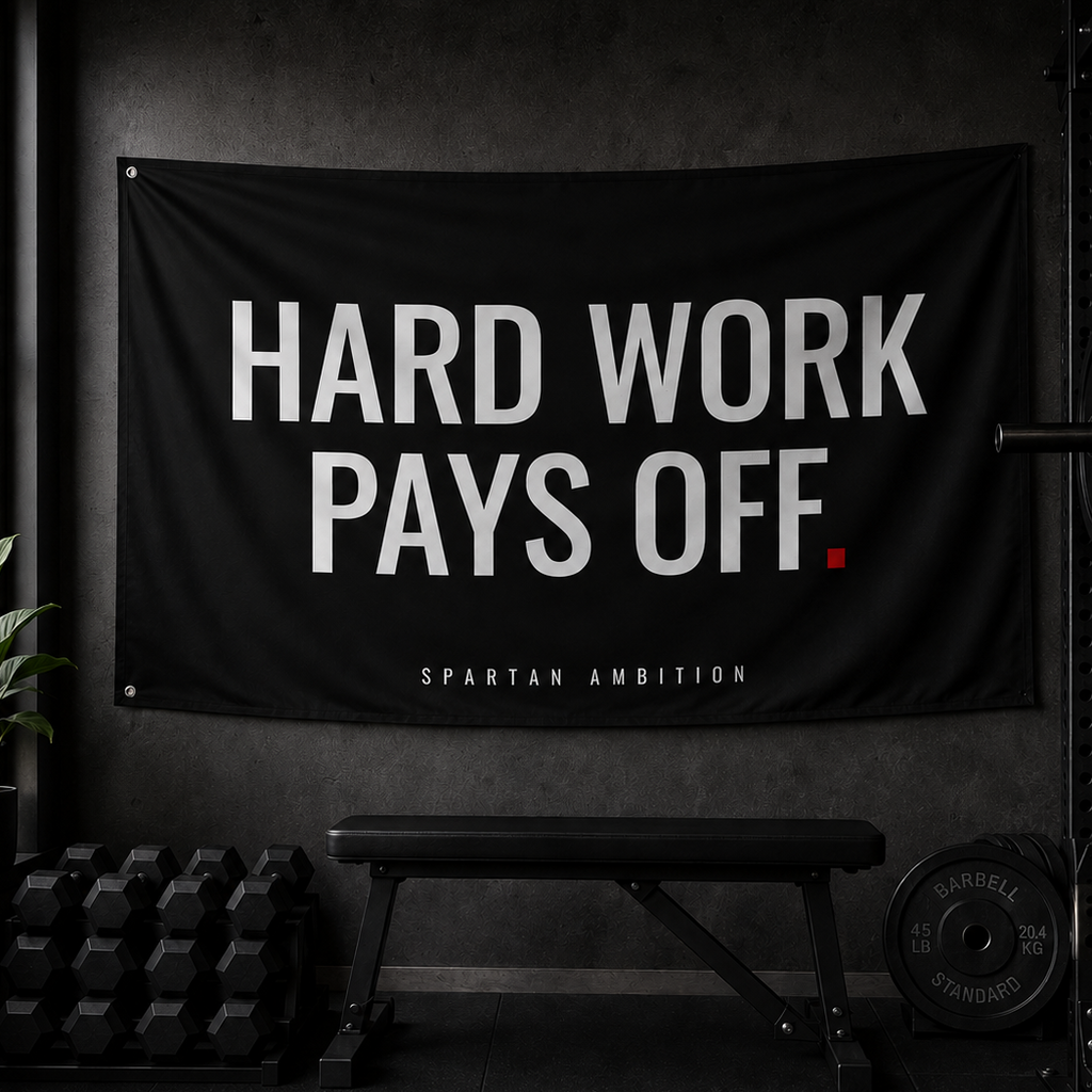 Hard Work Pays Off Flag – Motivational Gym Wall Flag