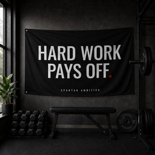 Hard Work Pays Off Flag – Motivational Gym Wall Flag