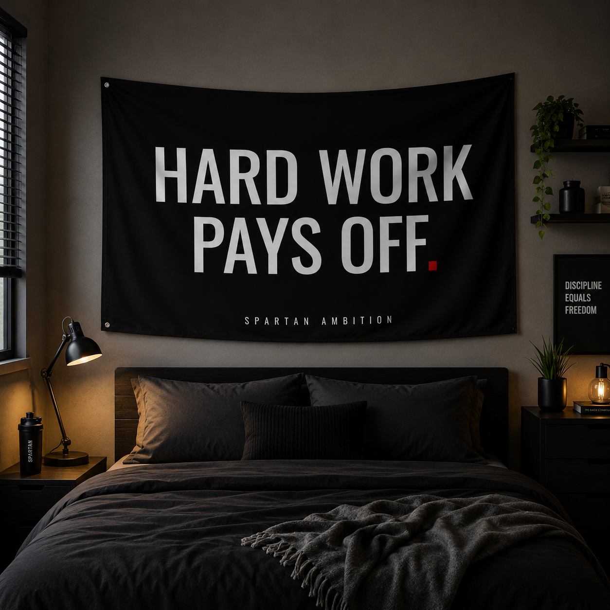 Hard Work Pays Off Flag – Motivational Gym Wall Flag