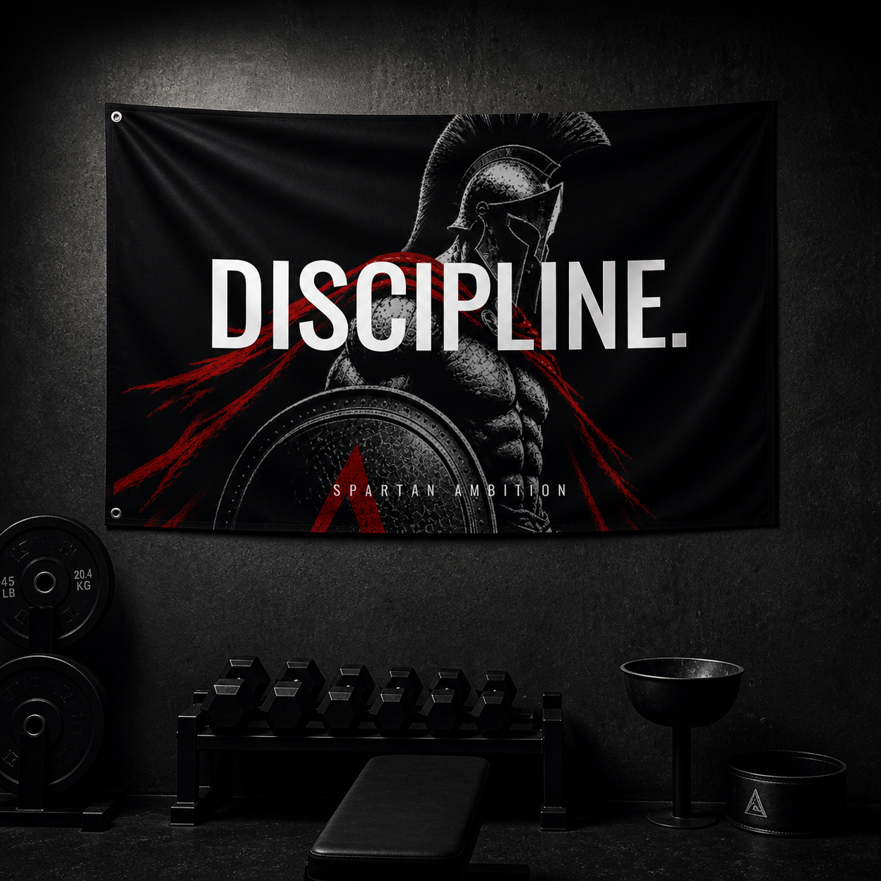 Discipline Spartan Wall Flag – Elite Warrior Mindset Banner