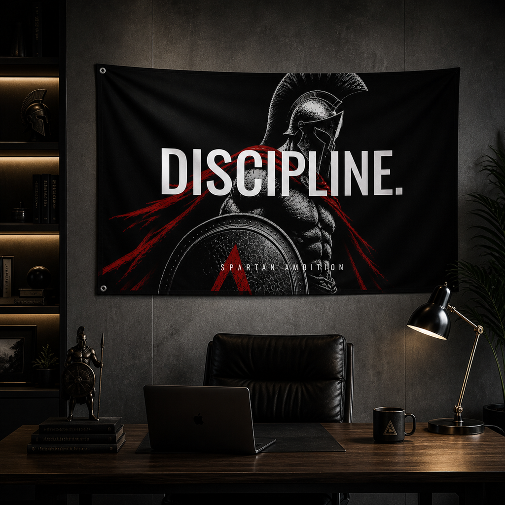 Discipline Spartan Wall Flag – Elite Warrior Mindset Banner