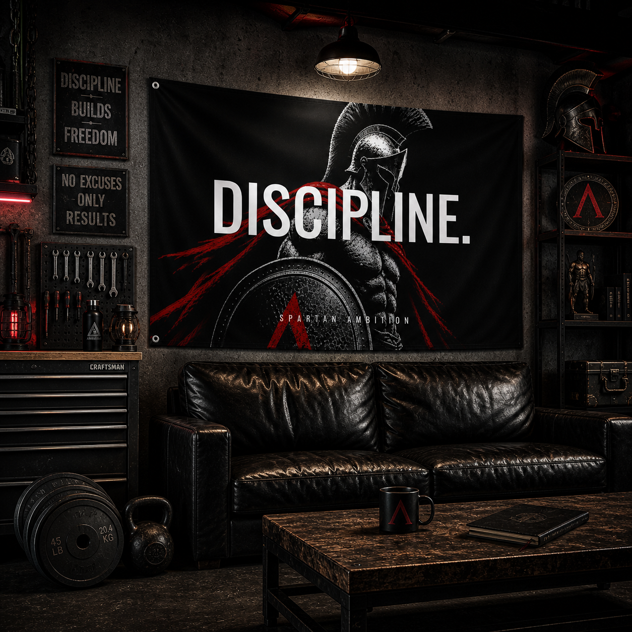 Discipline Spartan Wall Flag – Elite Warrior Mindset Banner