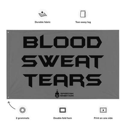 Blood Sweat Tears Flag Grey